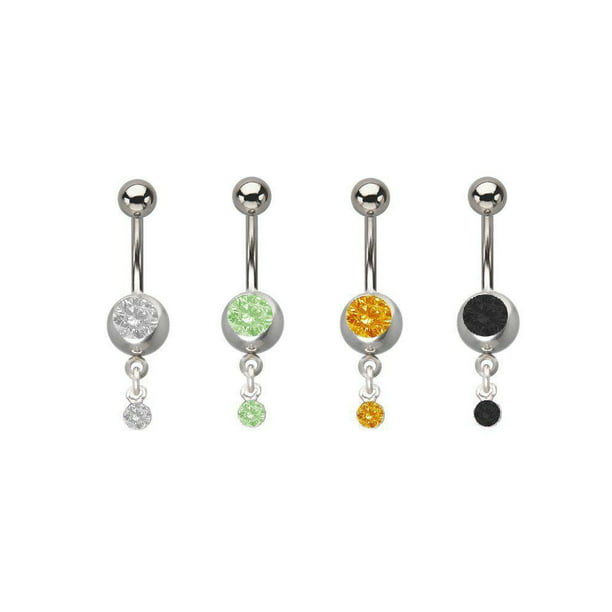 Flames Belly Button Ring Fire 14g 3/8" Navel Ring Surgical Steel